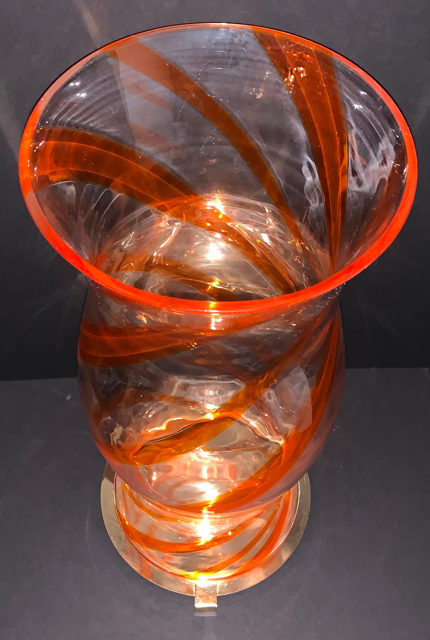 Wunderschöne Murano-Kunstglas-Bronze-Kerzenleuchter mit Hurricane-Schirm Lorin Marsh aus Muranoglas (Moderne der Mitte des Jahrhunderts) im Angebot