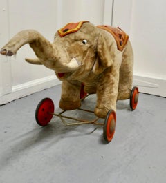 A Wonderful Old French Pull Along Circus Elephant