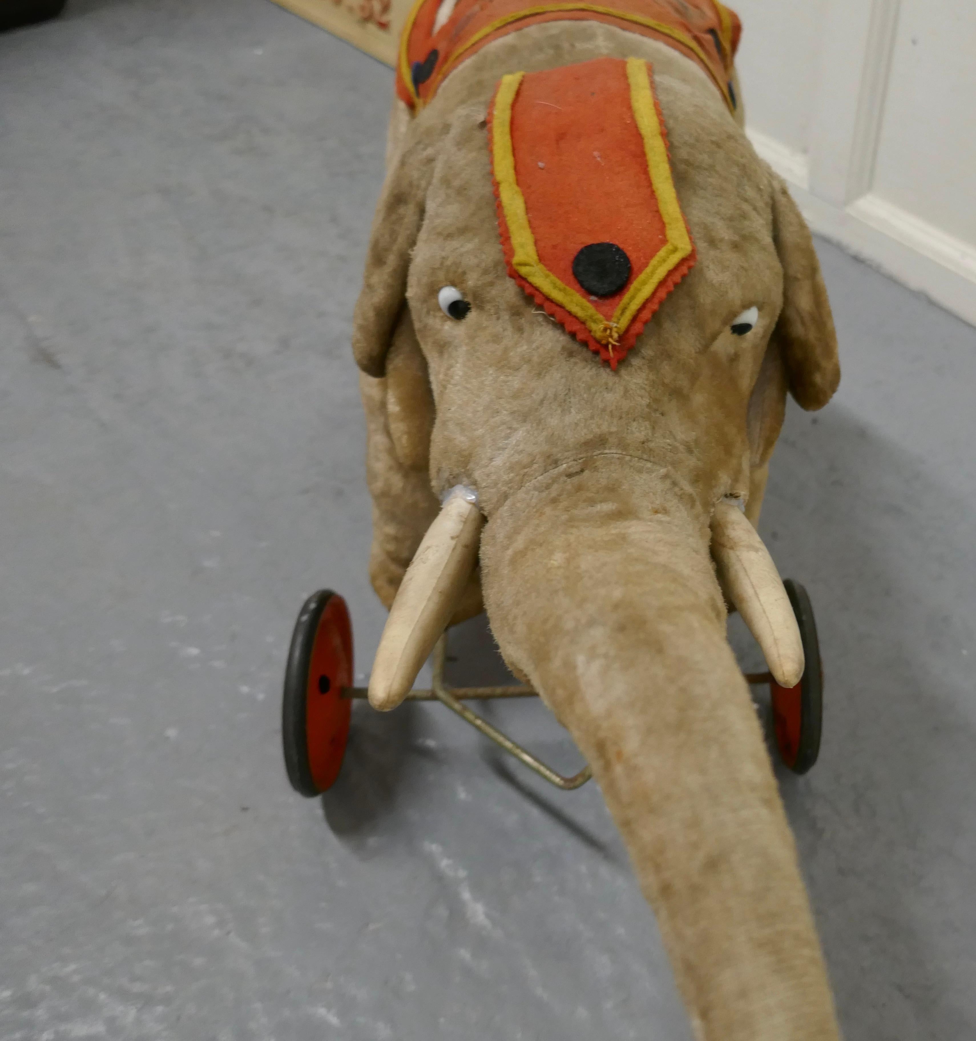 Early 20th Century A Wonderful Old French Pull Along Circus Elephant     For Sale