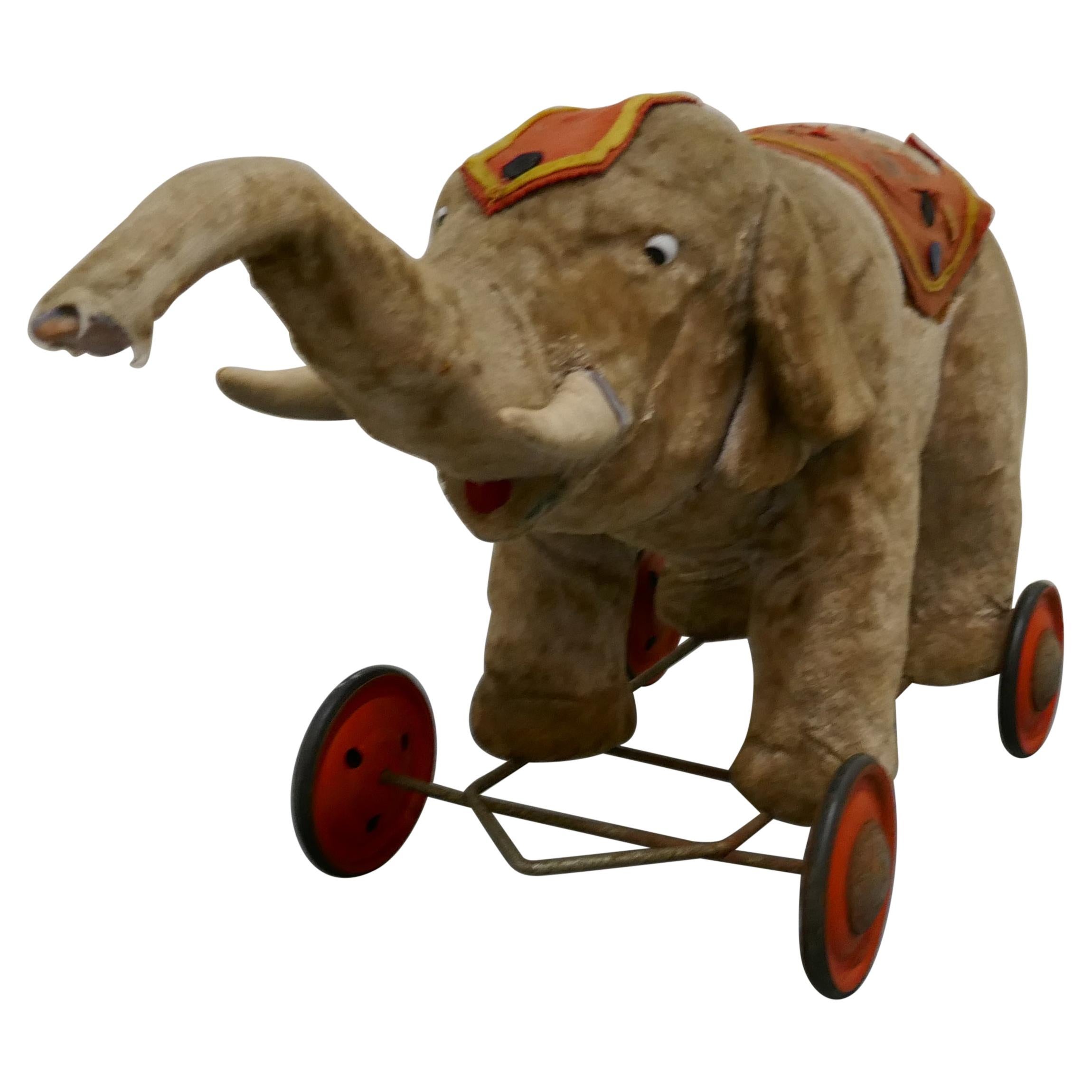 Wonderful Old French Pull Along Circus Elephant