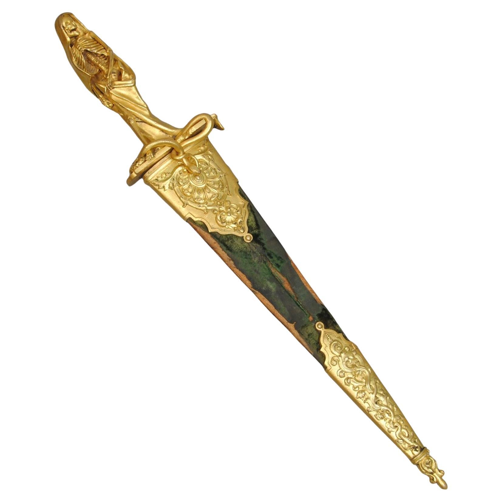 Magnifique dagger rituel en bronze doré