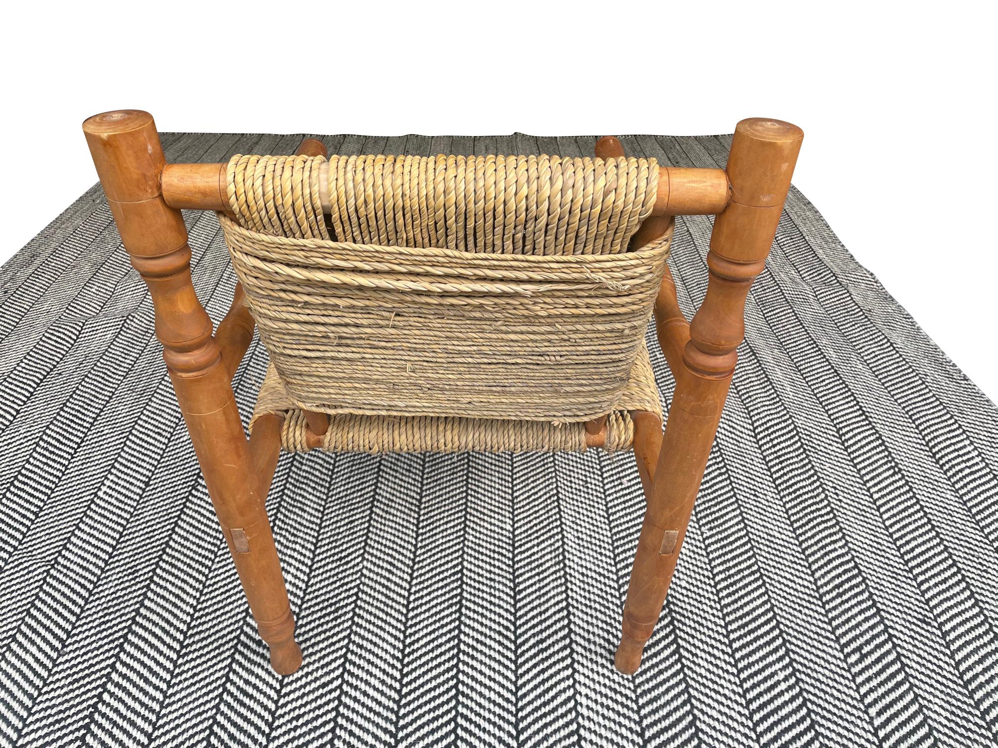 Wonderful Pair of 1950s French Rope and Wood Chairs by Audoux and Minet 11