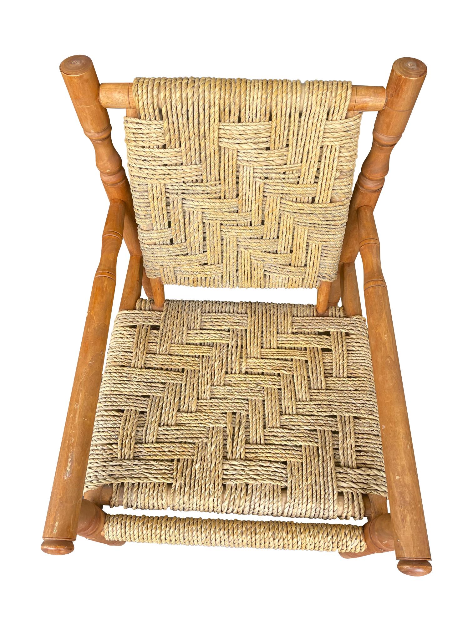 Wonderful Pair of 1950s French Rope and Wood Chairs by Audoux and Minet 12