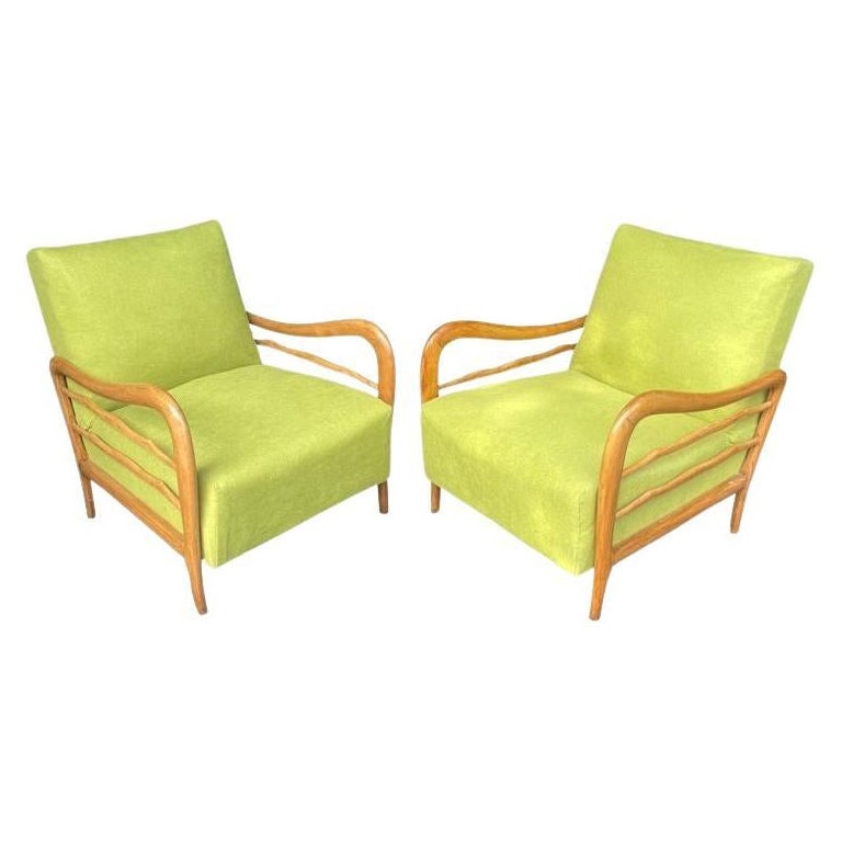 A wonderful pair of 1950s Italian Cherrywood chairs attributed to Paolo Buffa