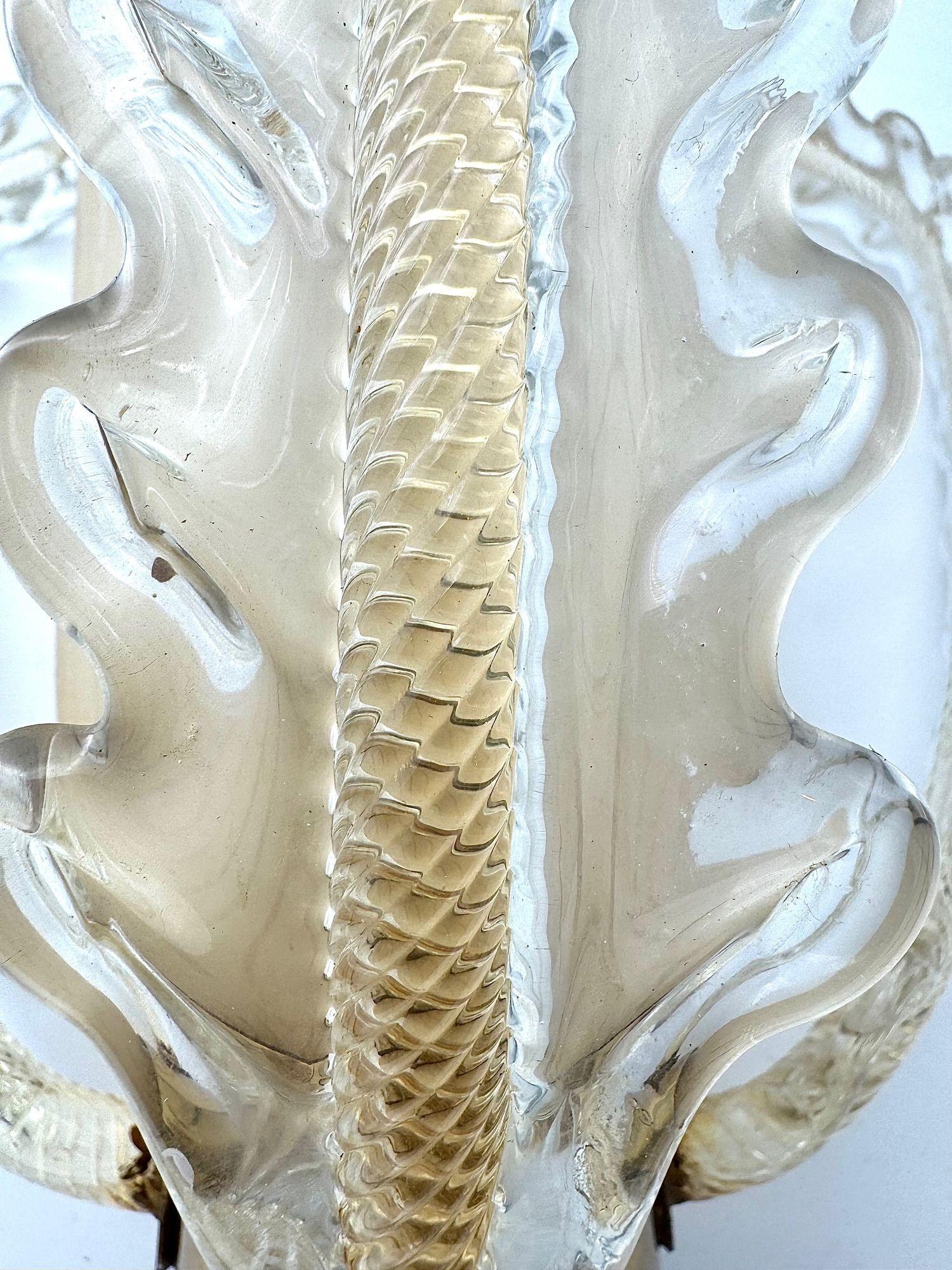 Ein wunderschönes Paar Murano-Glas-Wandleuchter aus den 1950er Jahren von Barovier und Toso im Angebot 5