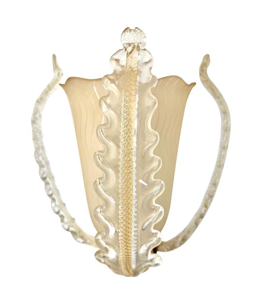 Ein wunderschönes Paar Murano-Glas-Wandleuchter aus den 1950er Jahren von Barovier und Toso im Angebot 8