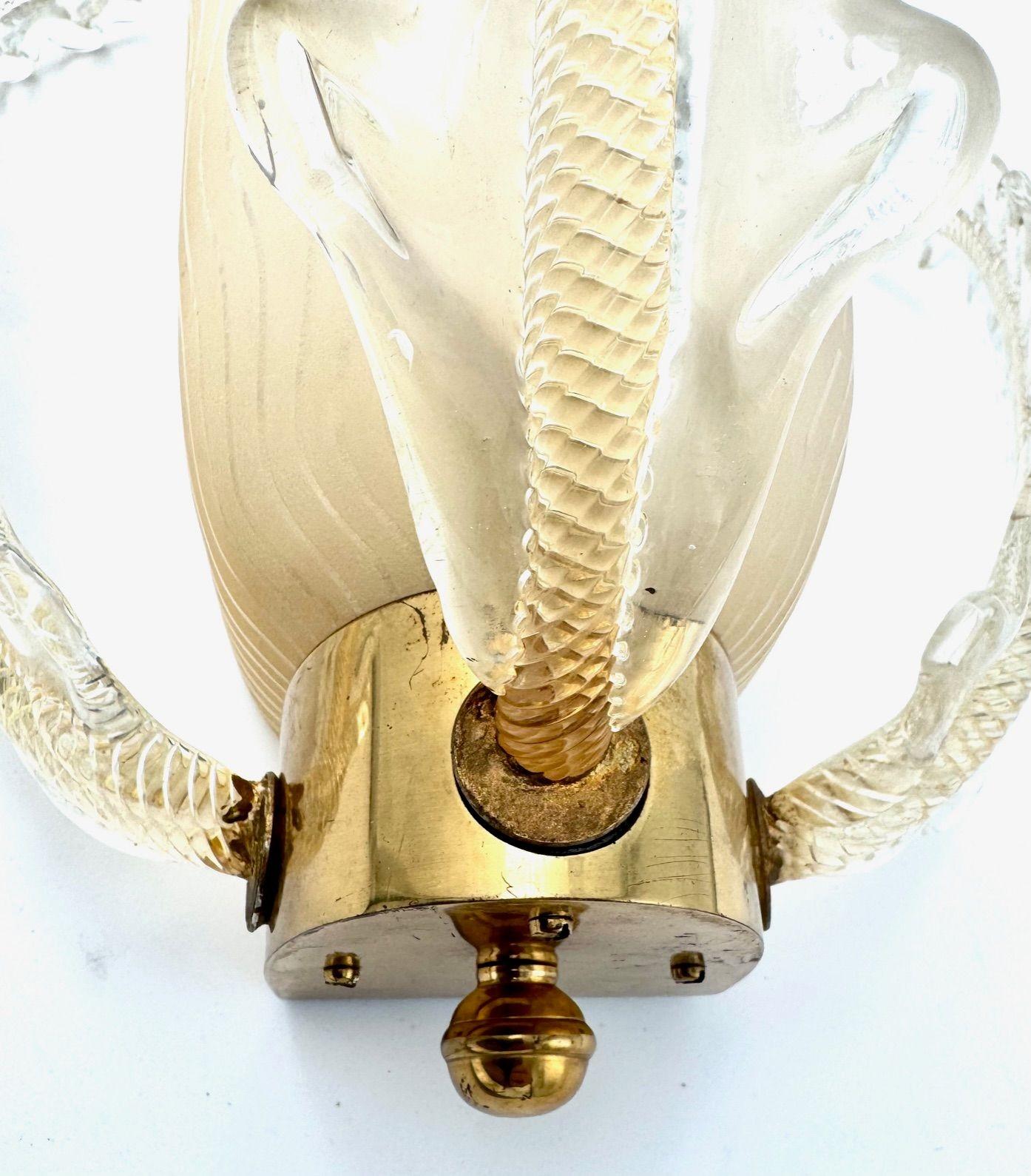 Ein wunderschönes Paar Murano-Glas-Wandleuchter aus den 1950er Jahren von Barovier und Toso im Angebot 10