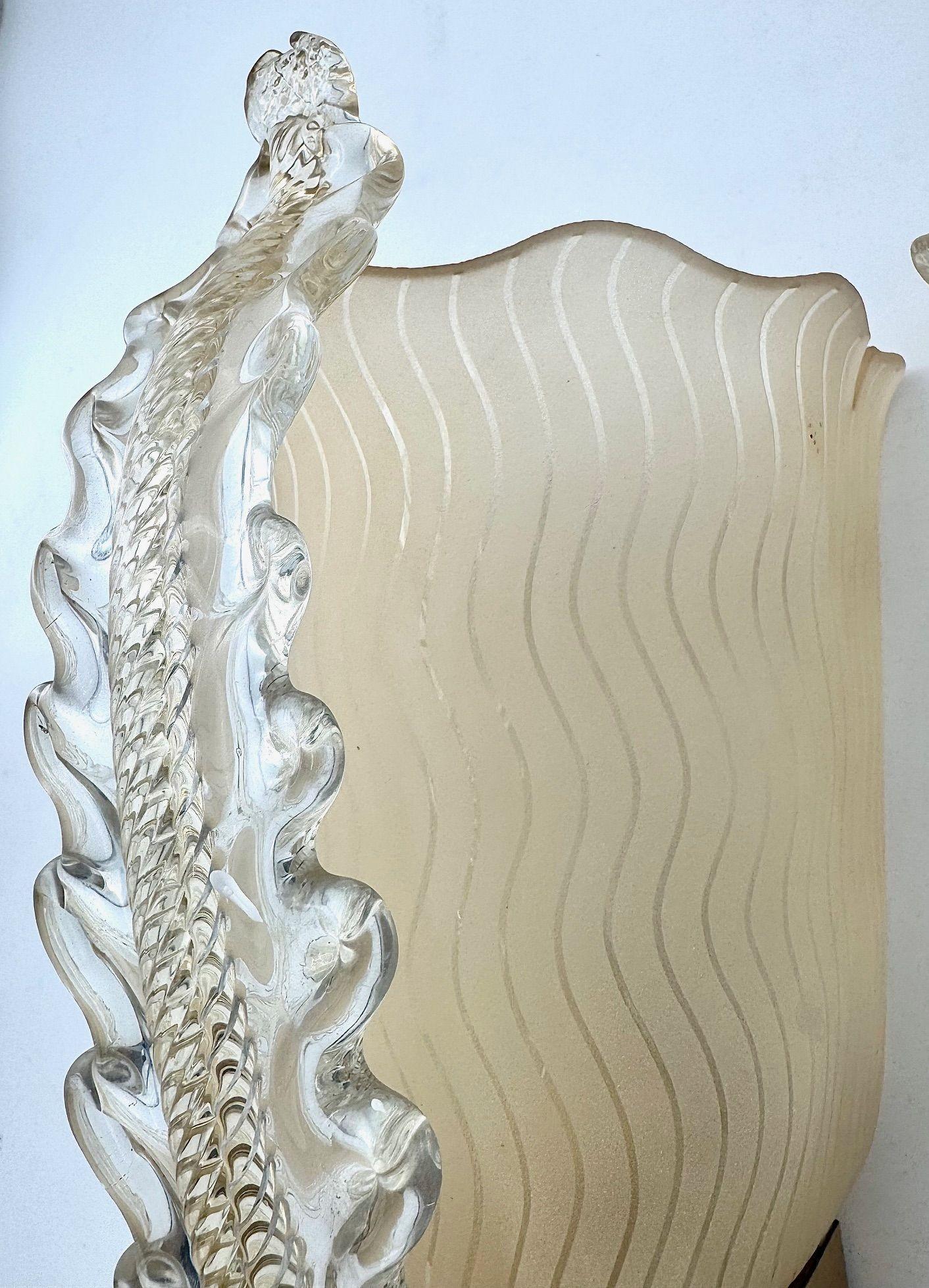 Ein wunderschönes Paar Murano-Glas-Wandleuchter aus den 1950er Jahren von Barovier und Toso im Angebot 2