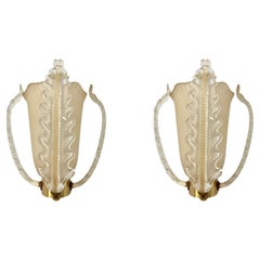 A wonderful pair of 1950s Murano glass wall sconces by Barovier and Toso