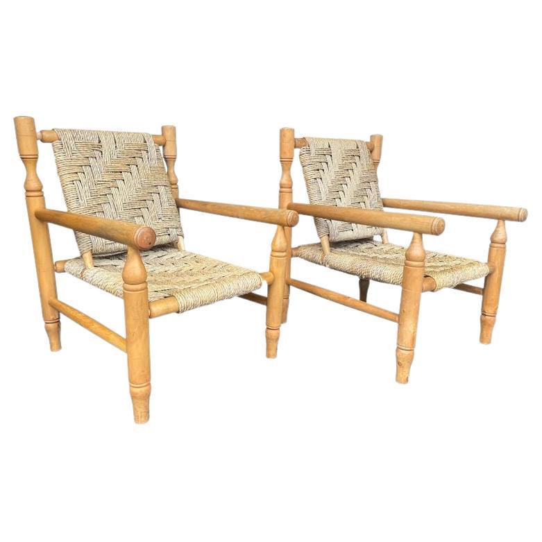 Ein wunderbares Paar Sessel aus den 1960er Jahren von Adrien Audoux und Frida Minet im Angebot