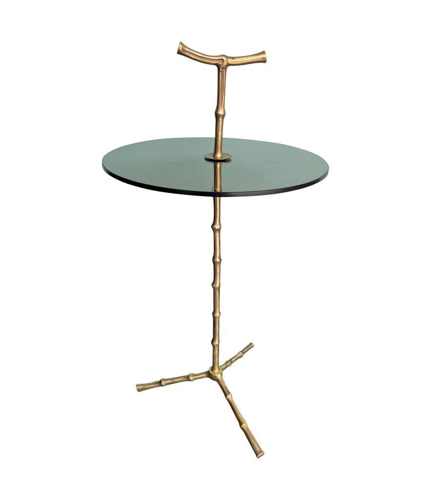 A wonderful pair of 1960s Maison Baques brass faux bamboo Martini tables 5