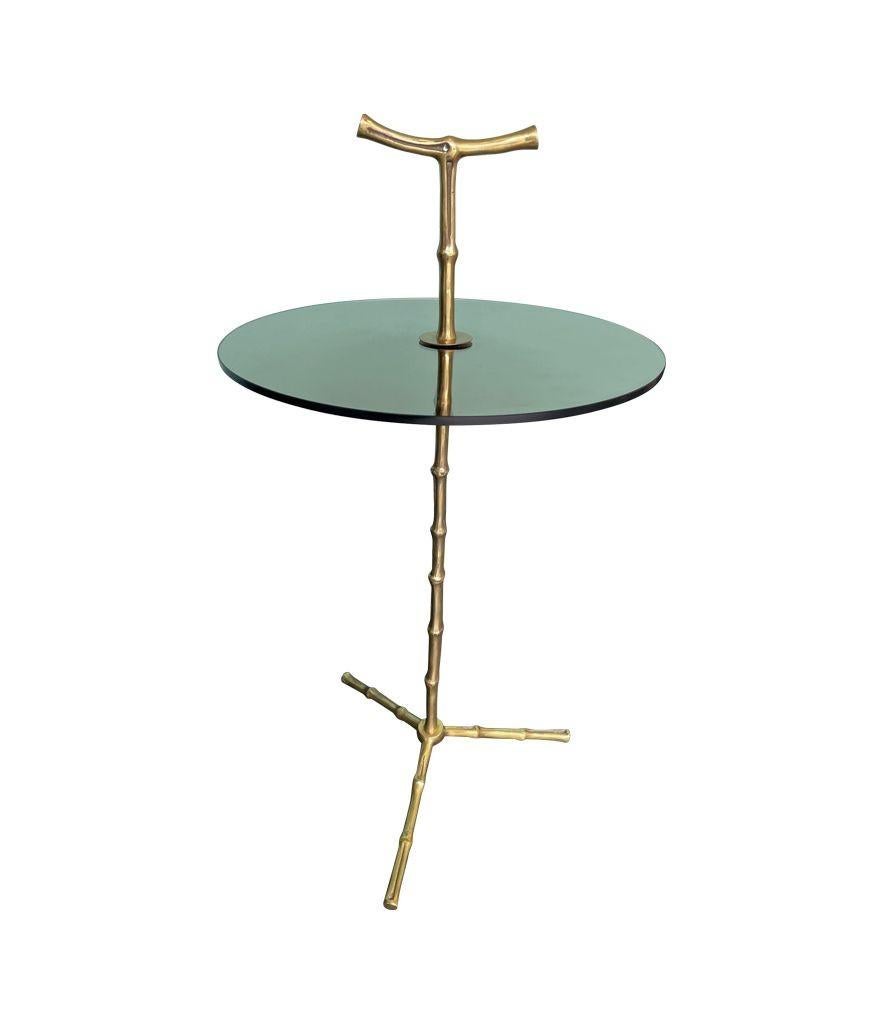 A wonderful pair of 1960s Maison Baques brass faux bamboo Martini tables 7