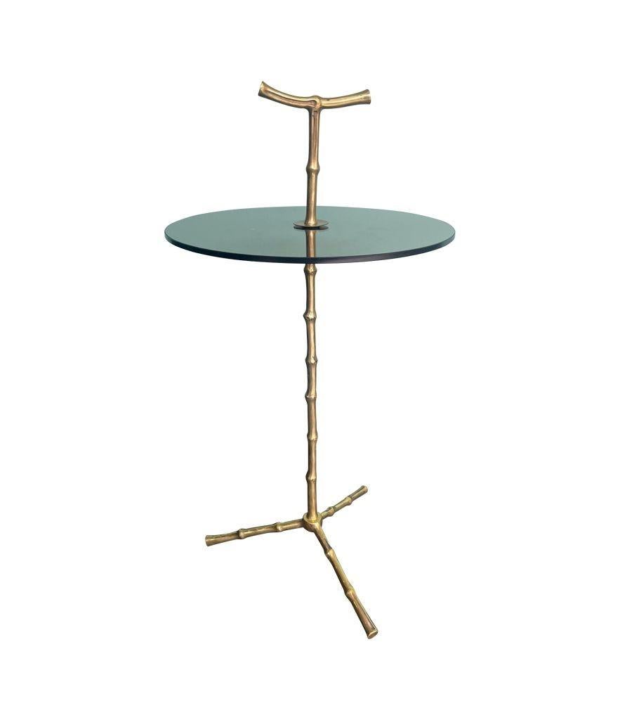 Mid-Century Modern A wonderful pair of 1960s Maison Baques brass faux bamboo Martini tables