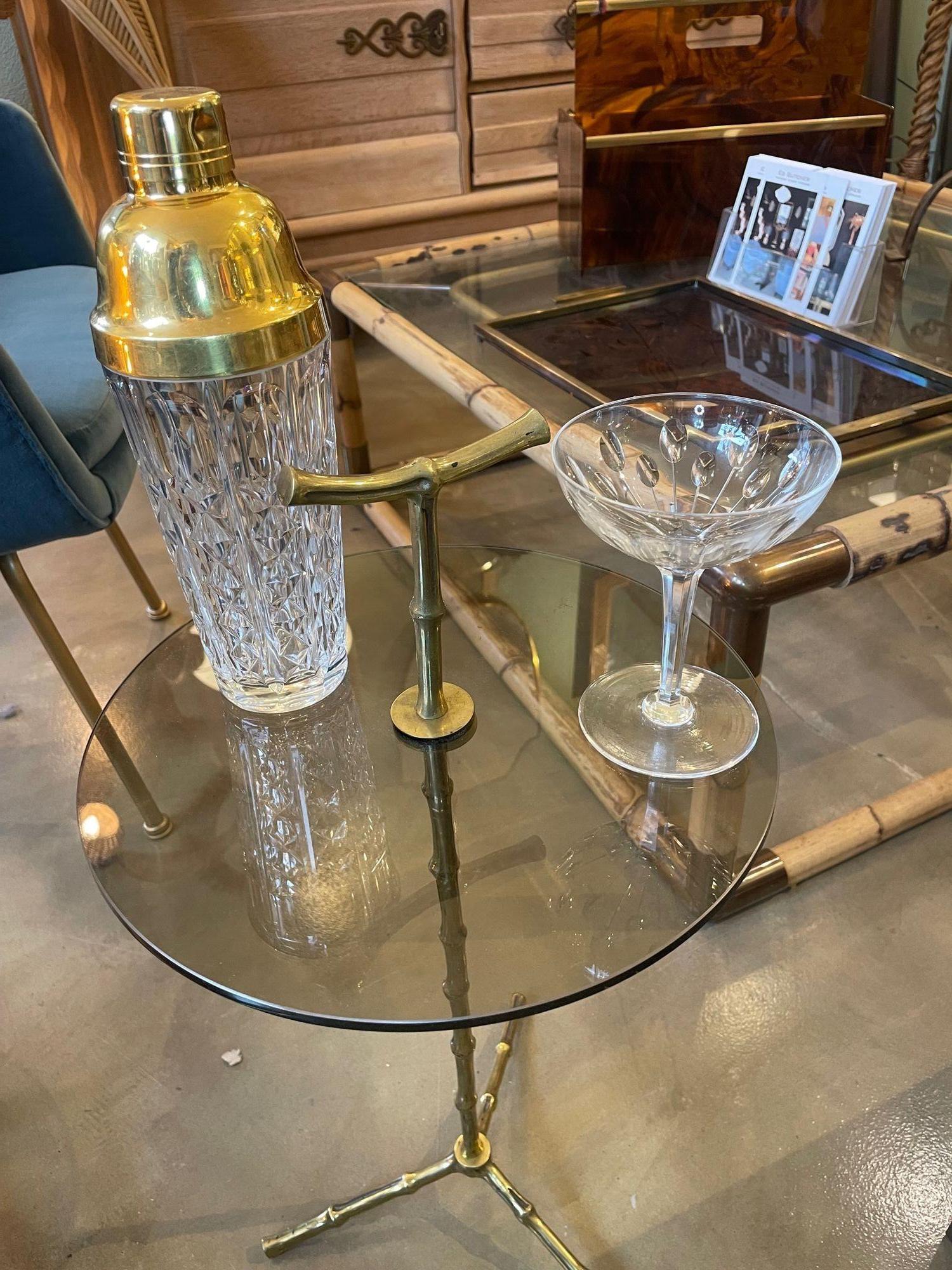 Italian A wonderful pair of 1960s Maison Baques brass faux bamboo Martini tables
