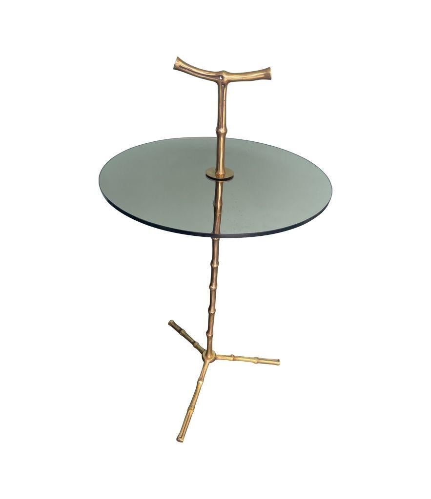 A wonderful pair of 1960s Maison Baques brass faux bamboo Martini tables In Good Condition In London, GB