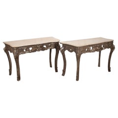 A Wonderful Pair of Silvergilt Neapolitan Late 18th Century Carved Wood Console