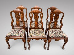 Wonderful Set of 18th Century Dutch Walnut Marquetry Dining Room Chairs