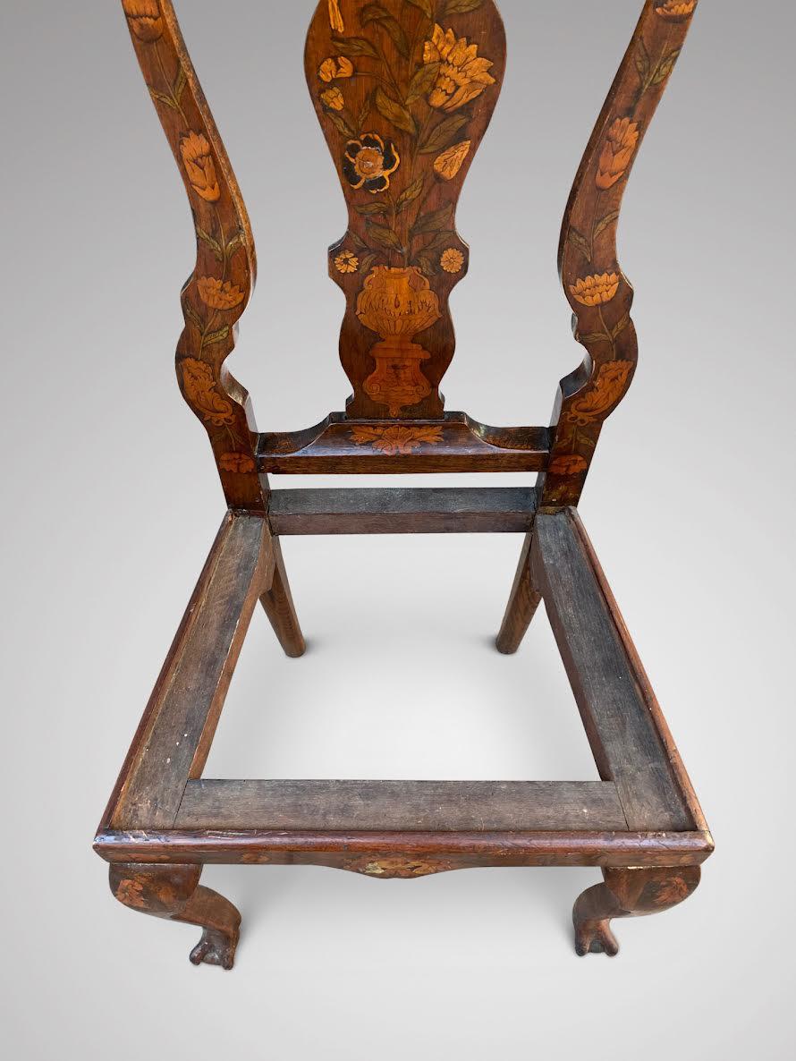 Ebony Wonderful Set of 18th Century Dutch Walnut Marquetry Dining Room Chairs For Sale