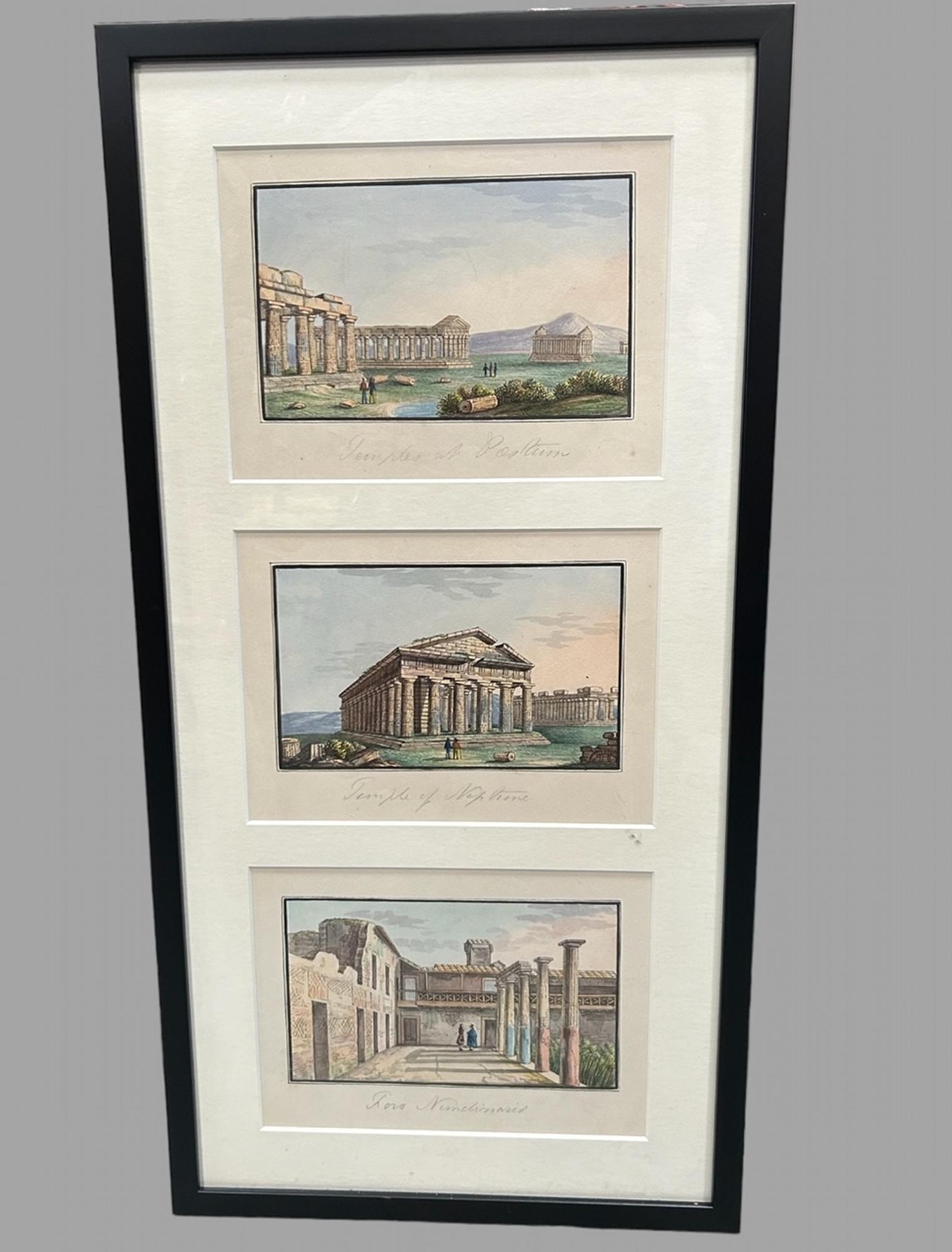 A Wonderful Set of Six Intricate Italian Gouache's of Landmarks In Excellent Condition For Sale In Pewsey, GB