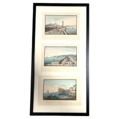 Antique A Wonderful Set of Six Intricate Italian Gouache's of Landmarks