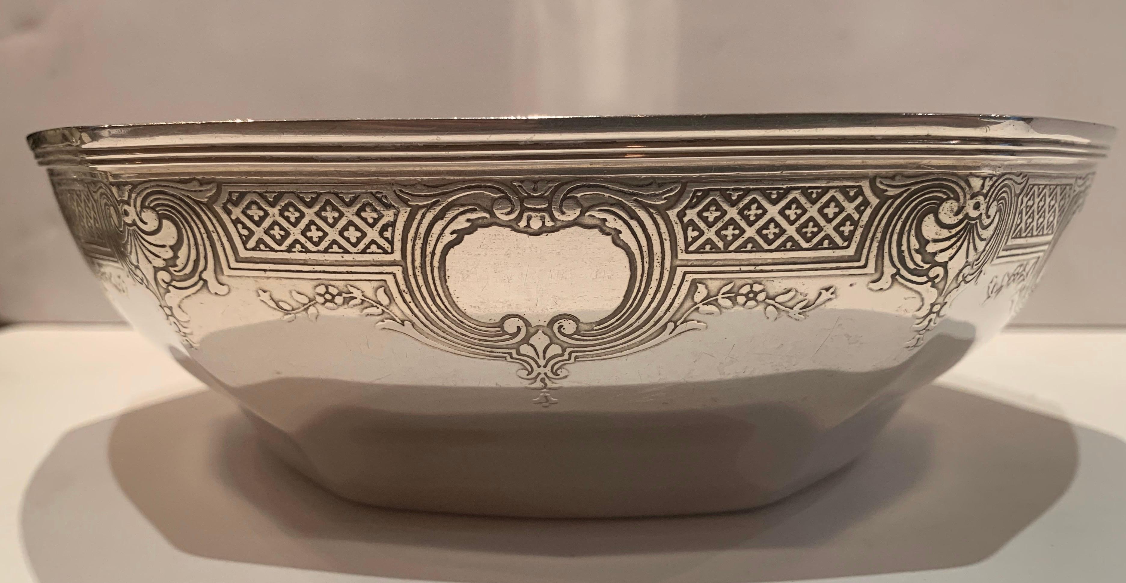 A wonderful Tiffany & Co. Sterling silver octagonal regency centerpiece bowl.