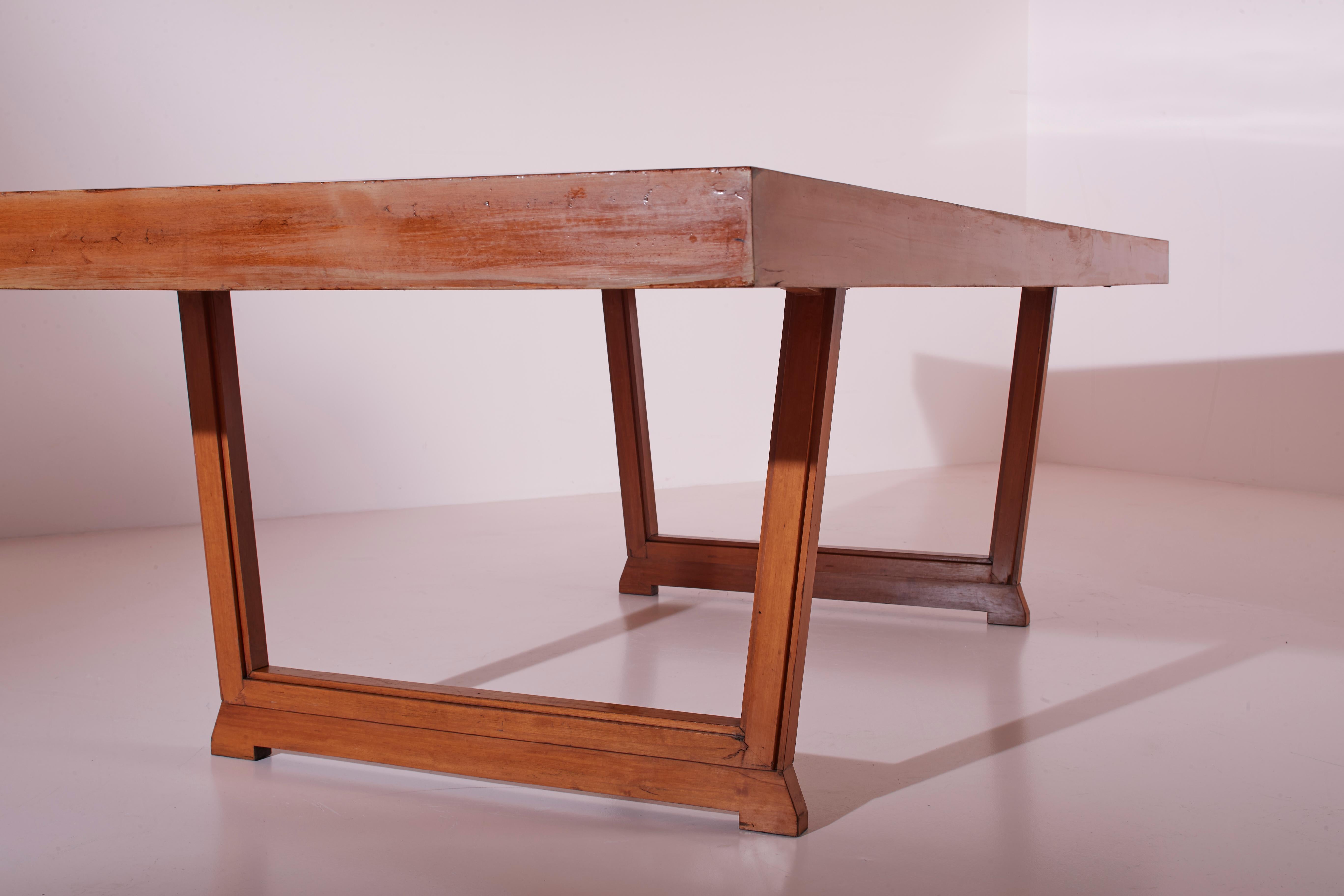 Italian A wood and formica conference or dining table, Italy, 1960s For Sale