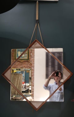 Wood and Glass Midcentury Italian Wall Mirror, 1960