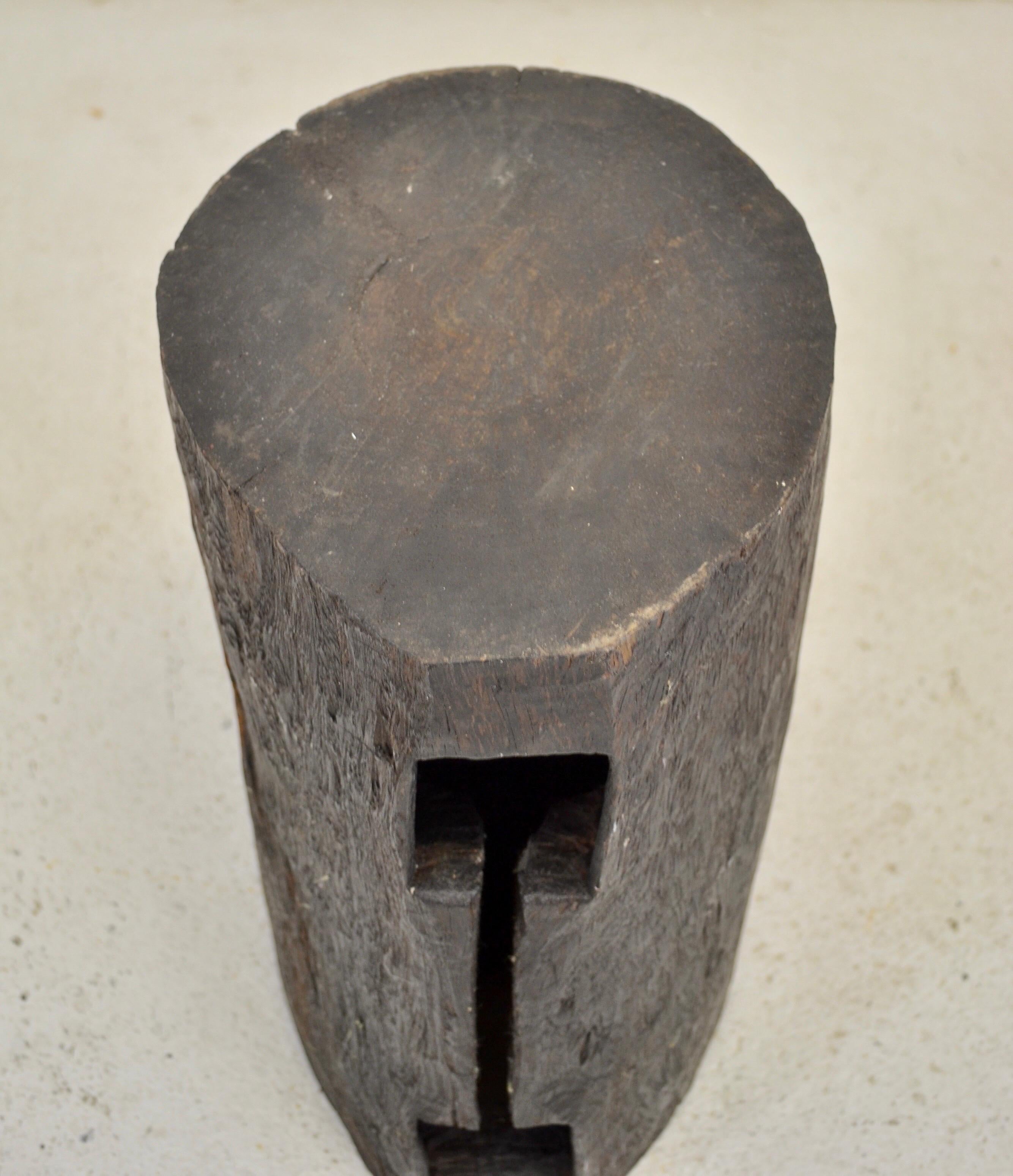 Brutalist A wooden brutalist stool - France - 1950 For Sale