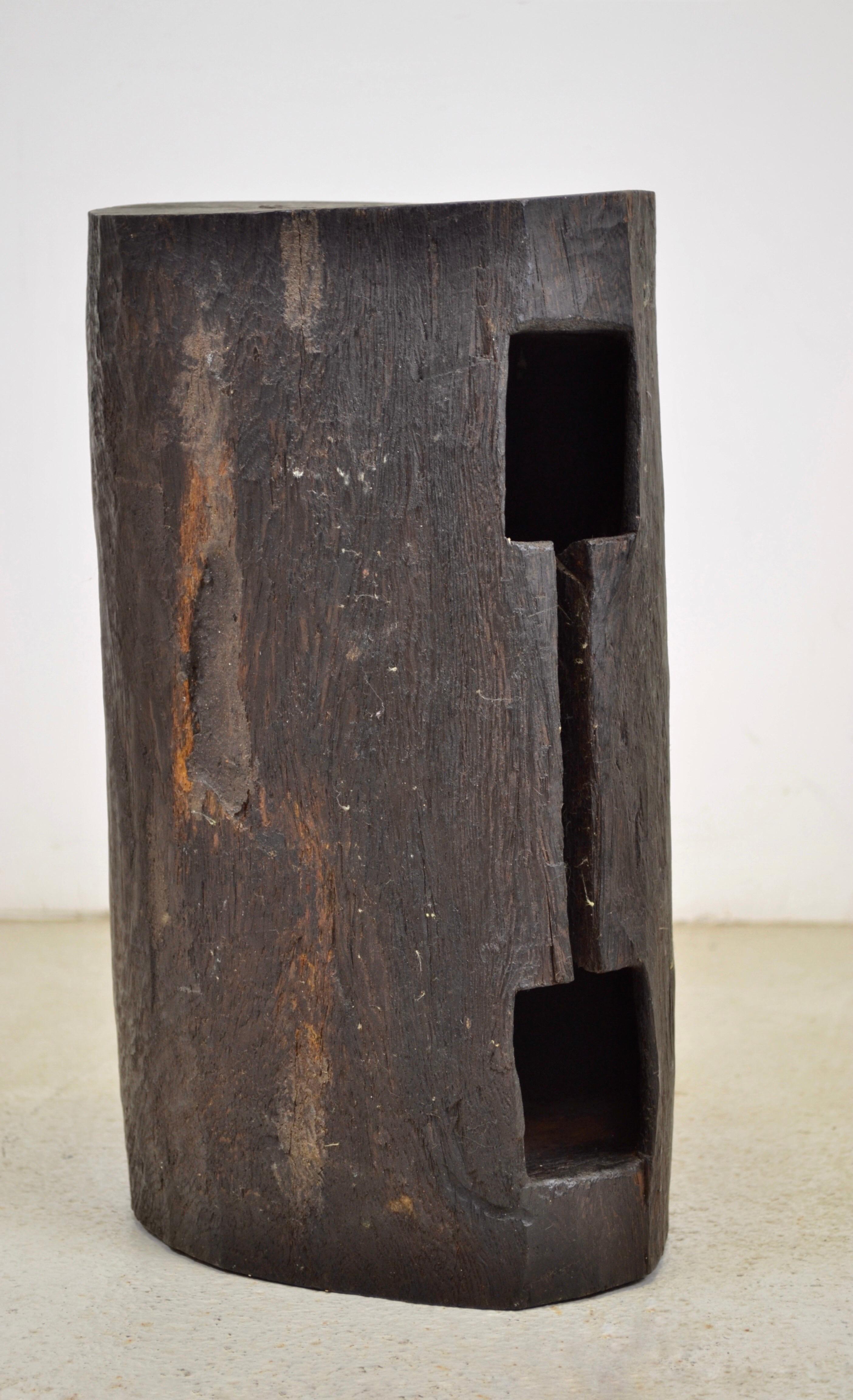 French A wooden brutalist stool - France - 1950 For Sale