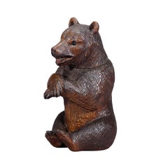 A Wooden Carved Black Forest Bear Humidor ca. 1900s