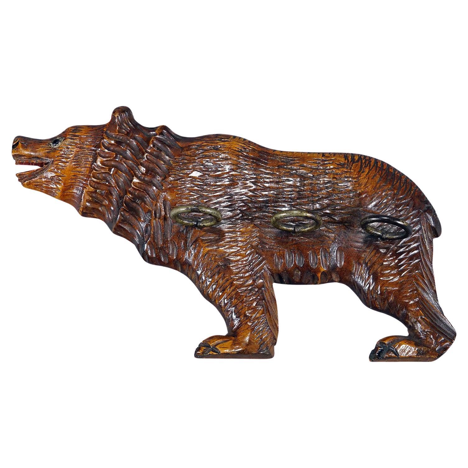 A Wooden Carved Black Forest Bear Key Rack