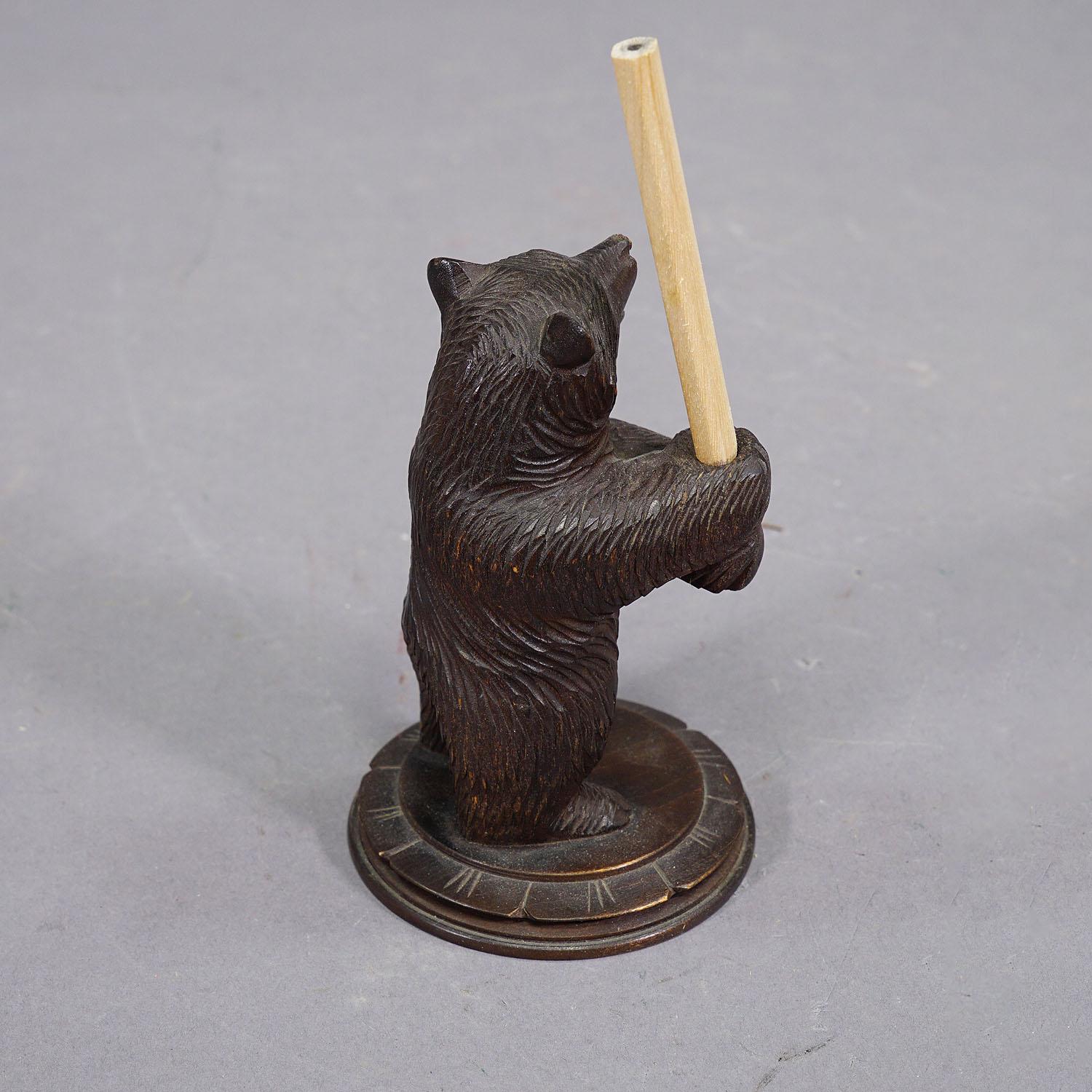 Mid-20th Century A Wooden Carved Black Forest Pen Holder with Bear ca. 1930 For Sale