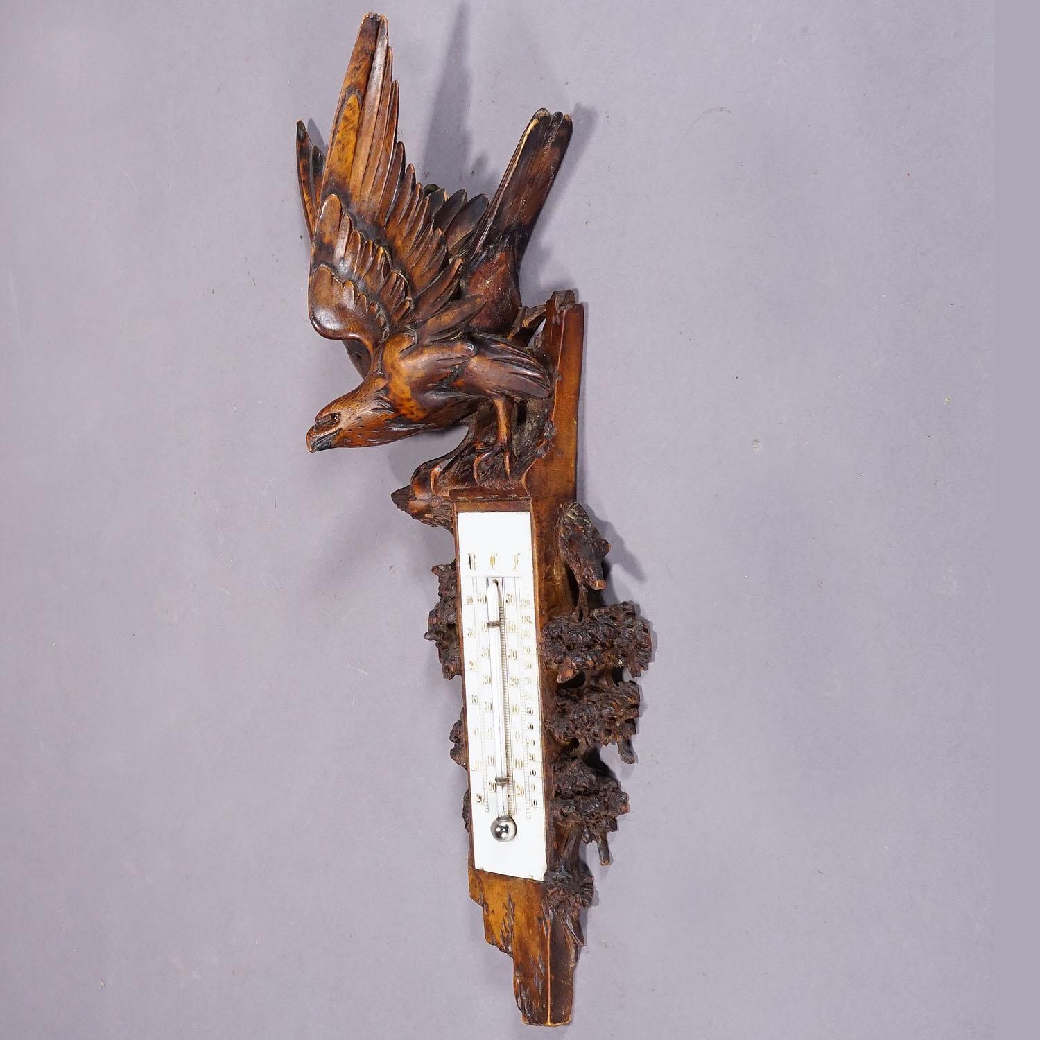 A Wooden Carved Black Forest Weather Station with Eagle For Sale 2