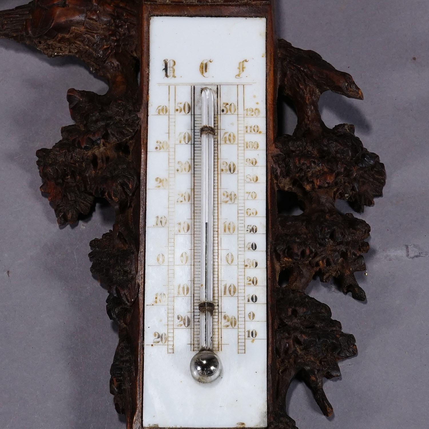 A Wooden Carved Black Forest Weather Station with Eagle For Sale 3