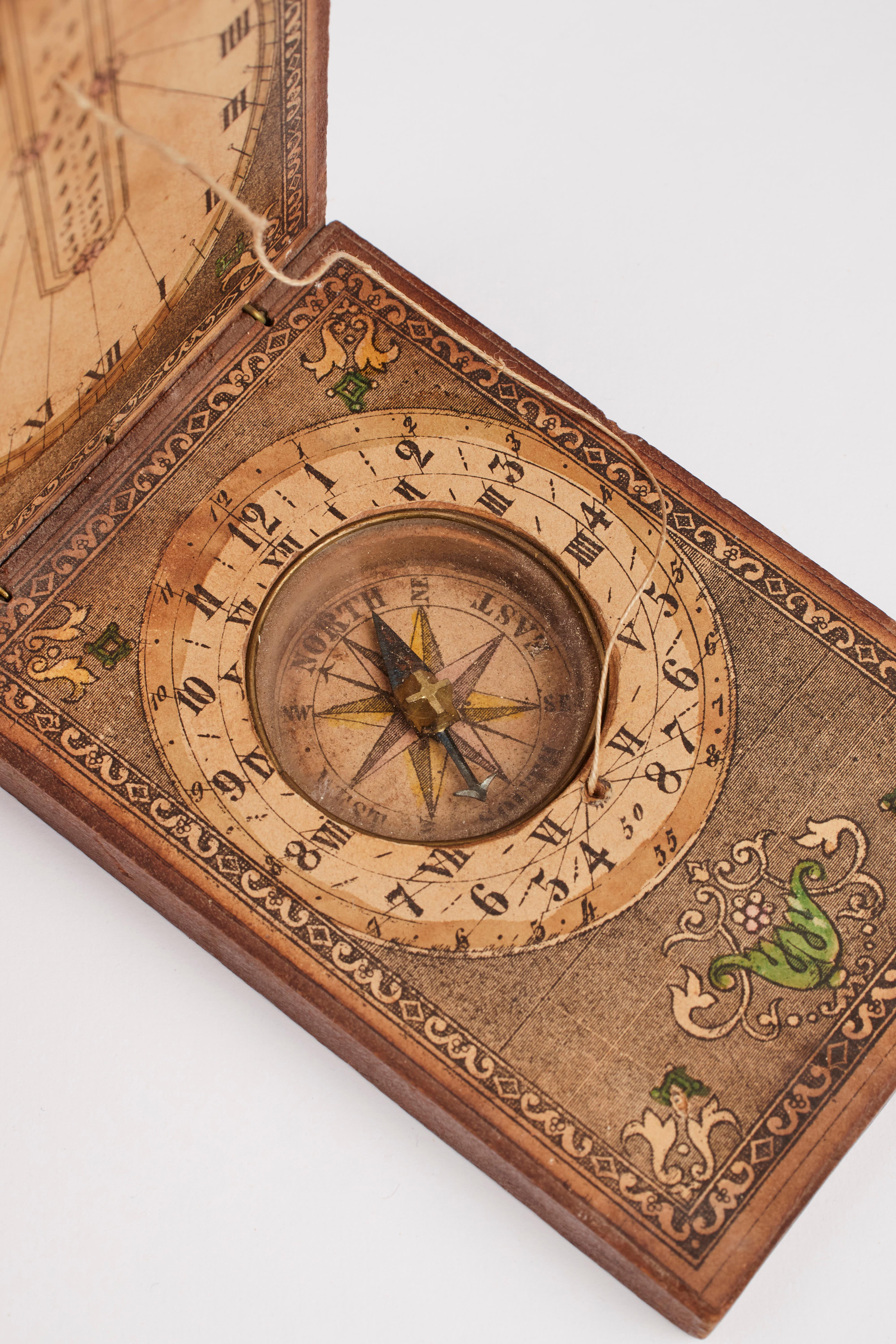 Wood A wooden diptical sundial, England 1790.  For Sale