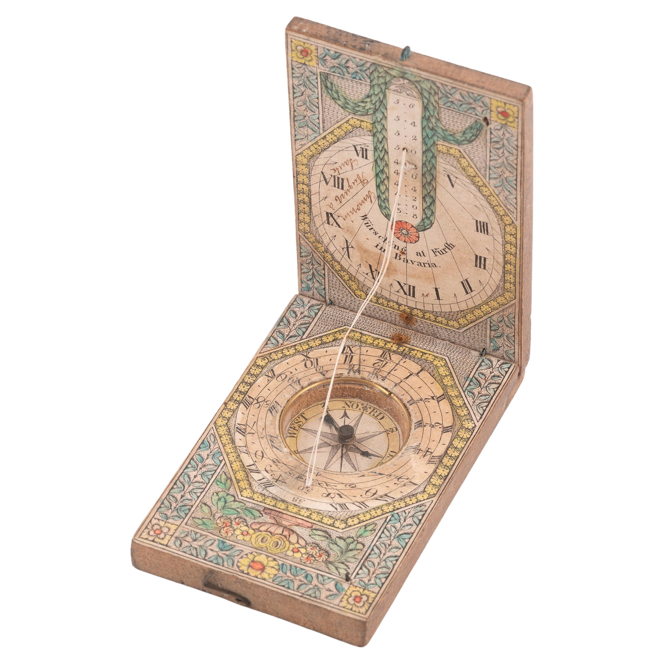 Woodwork A Wooden Diptical Sundial Germany 1790