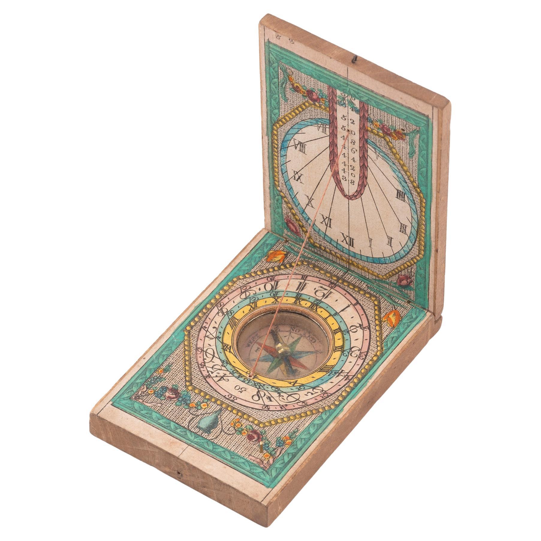 Neoclassical A Wooden Diptical Sundial Germany 1810's