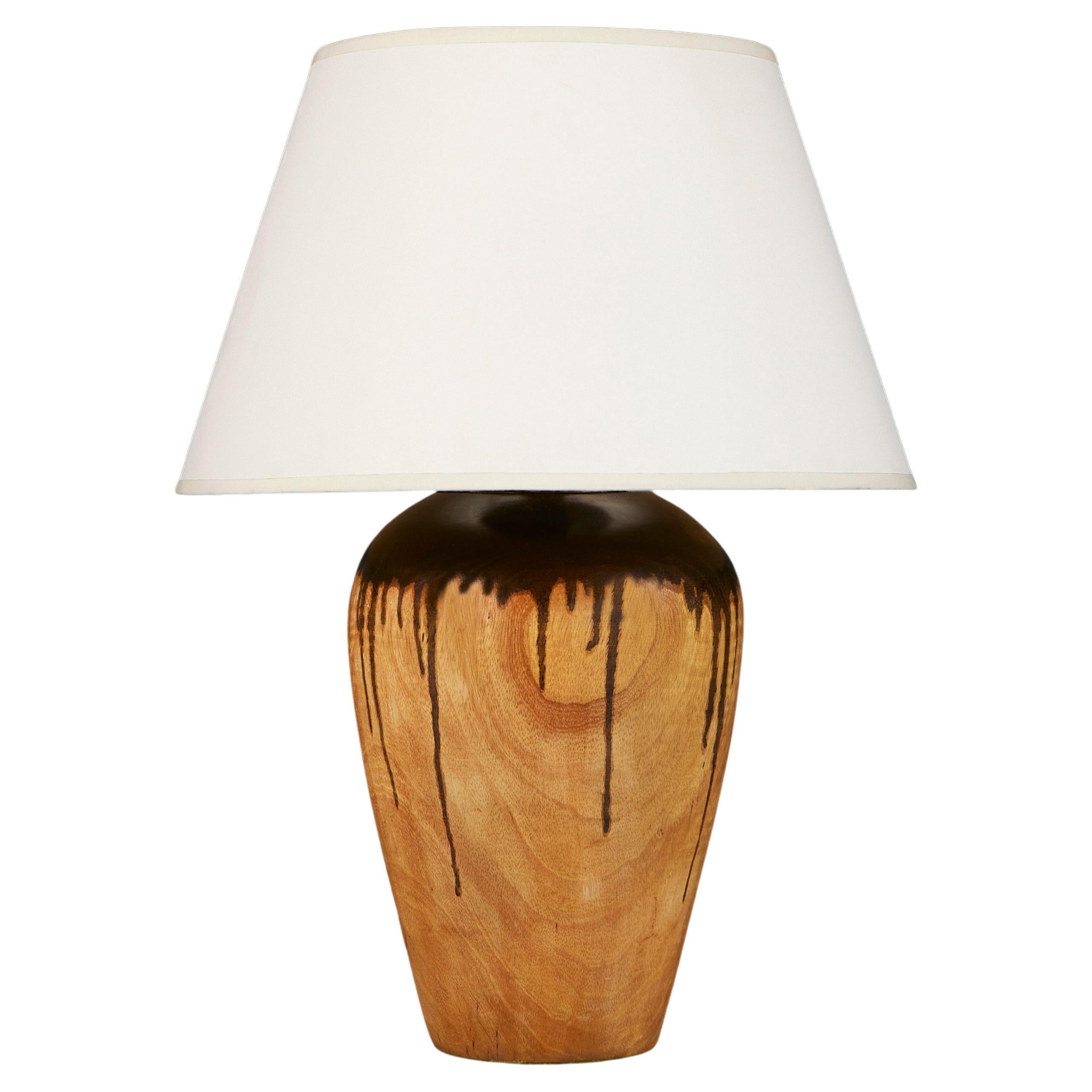 A wooden drip vase as a lamp For Sale