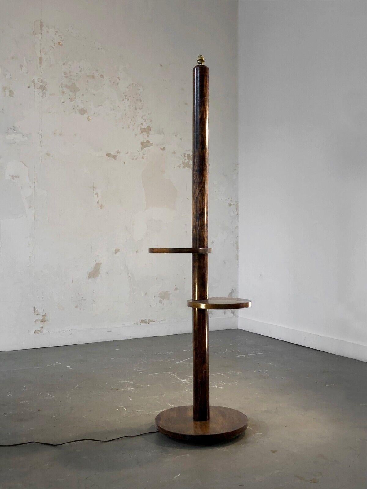 A Wooden Floor Lamp With 2 shelves attributed to Charles Dudouyt, France 1930 3
