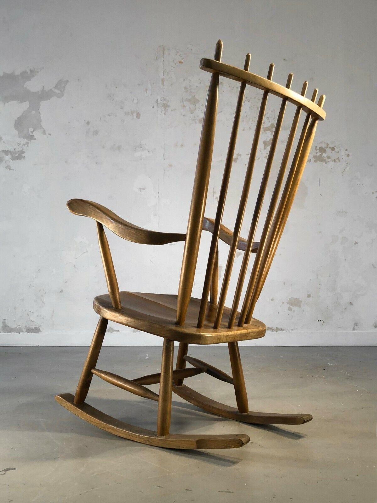 French A MID-CENTURY-MODERN FREE-FORM ROCKING-CHAIR in G. NAKASHIMA style, France 1950 For Sale