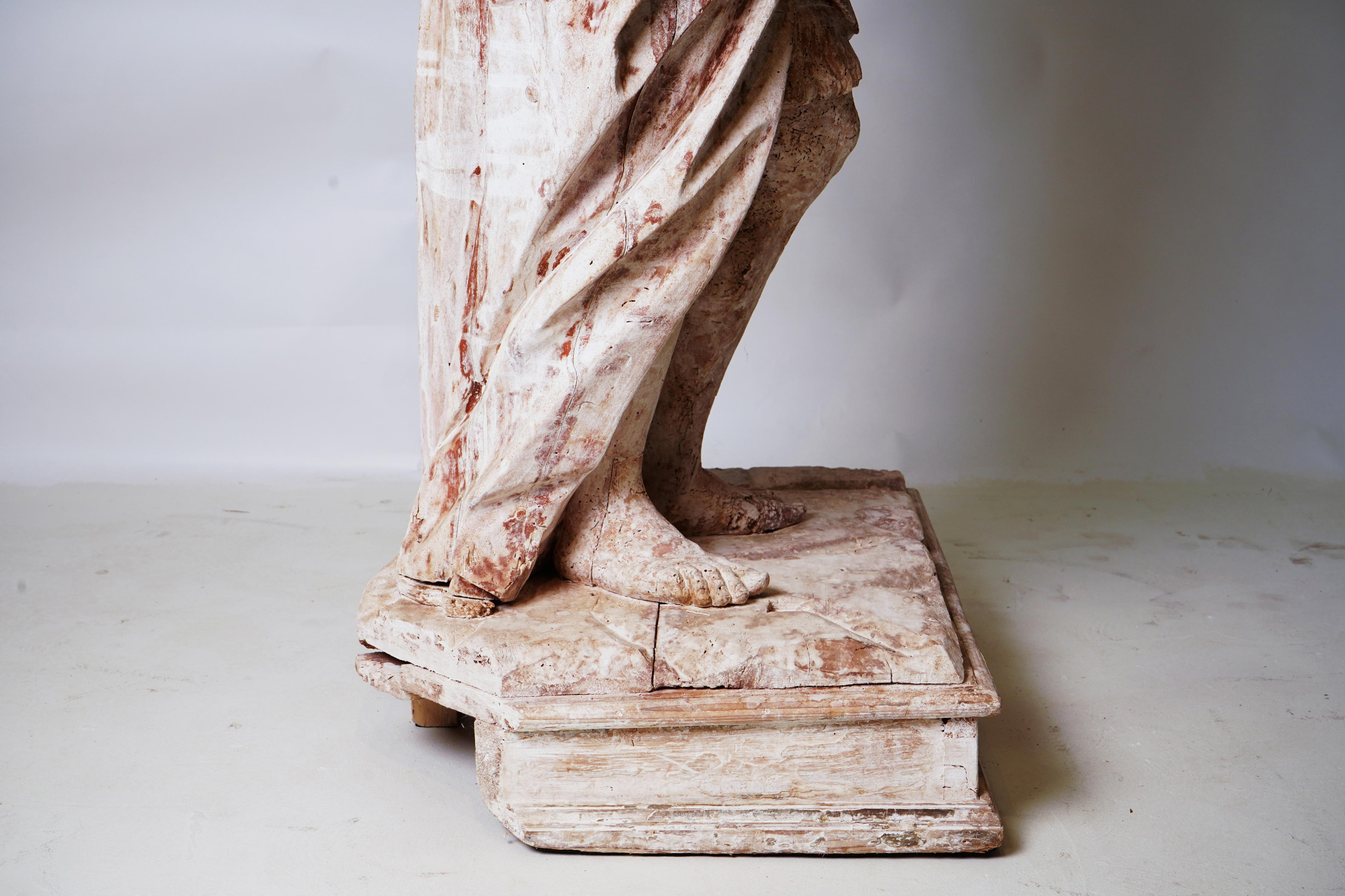 Rare 18th C Wooden Statue of  St. John the Baptist For Sale 12