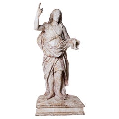 Rare 18th C Wooden Statue of  St. John the Baptist