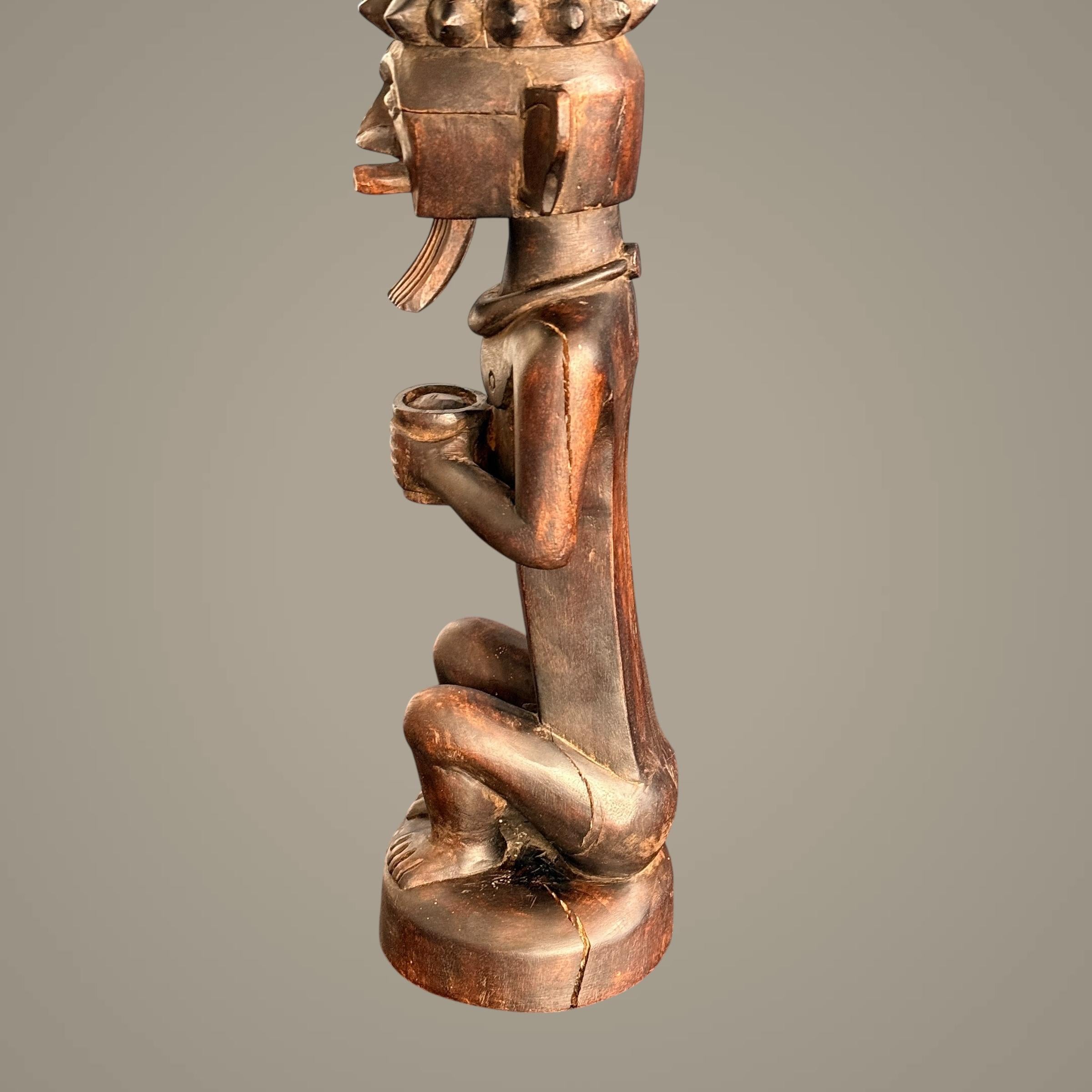 Carved A wooden statue Siraha Salawa nobel Nias Ancestor Figure Indonesia For Sale