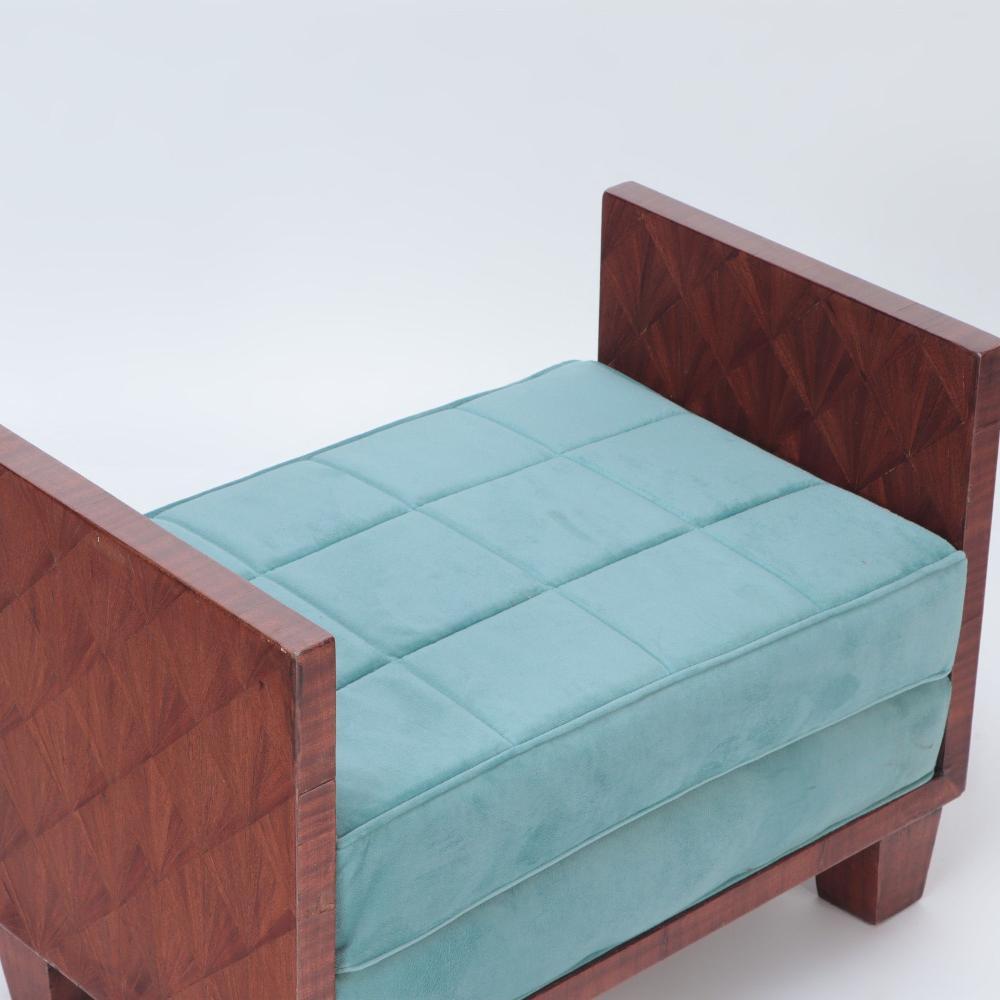 Contemporary A wooden upholstered bench, in the manner of Jean-Michel Frank, contemporary.  For Sale
