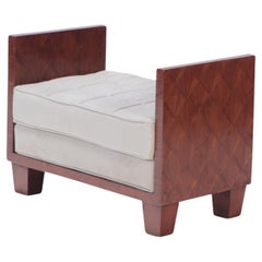 Vintage Wooden Upholstered Bench, in the Manner of Jean-Michel Frank, Contemporary