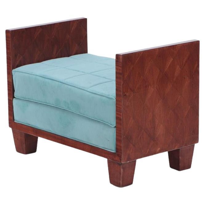 A wooden upholstered bench, in the manner of Jean-Michel Frank, contemporary.  For Sale