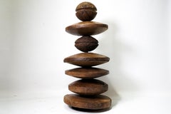 Monumental Modern Sculpture Assembled From Ancient Wooden Wheels and Pulleys