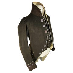 Antique A woollen brown frockcoat and waistcoat with steel buttons - France Circa 1805
