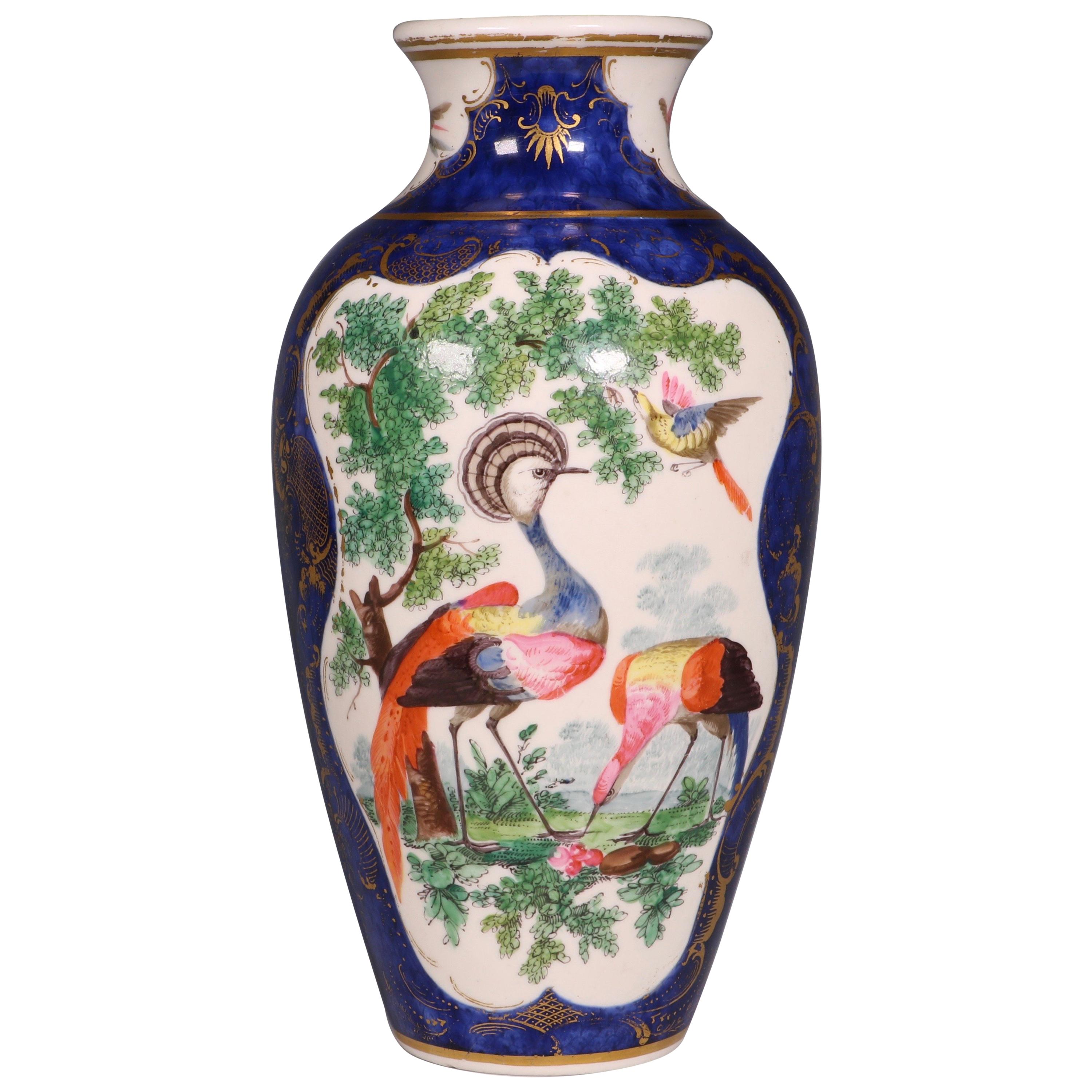 An English Worcester Porcelain Blue Ground Vase, circa 1772 For Sale