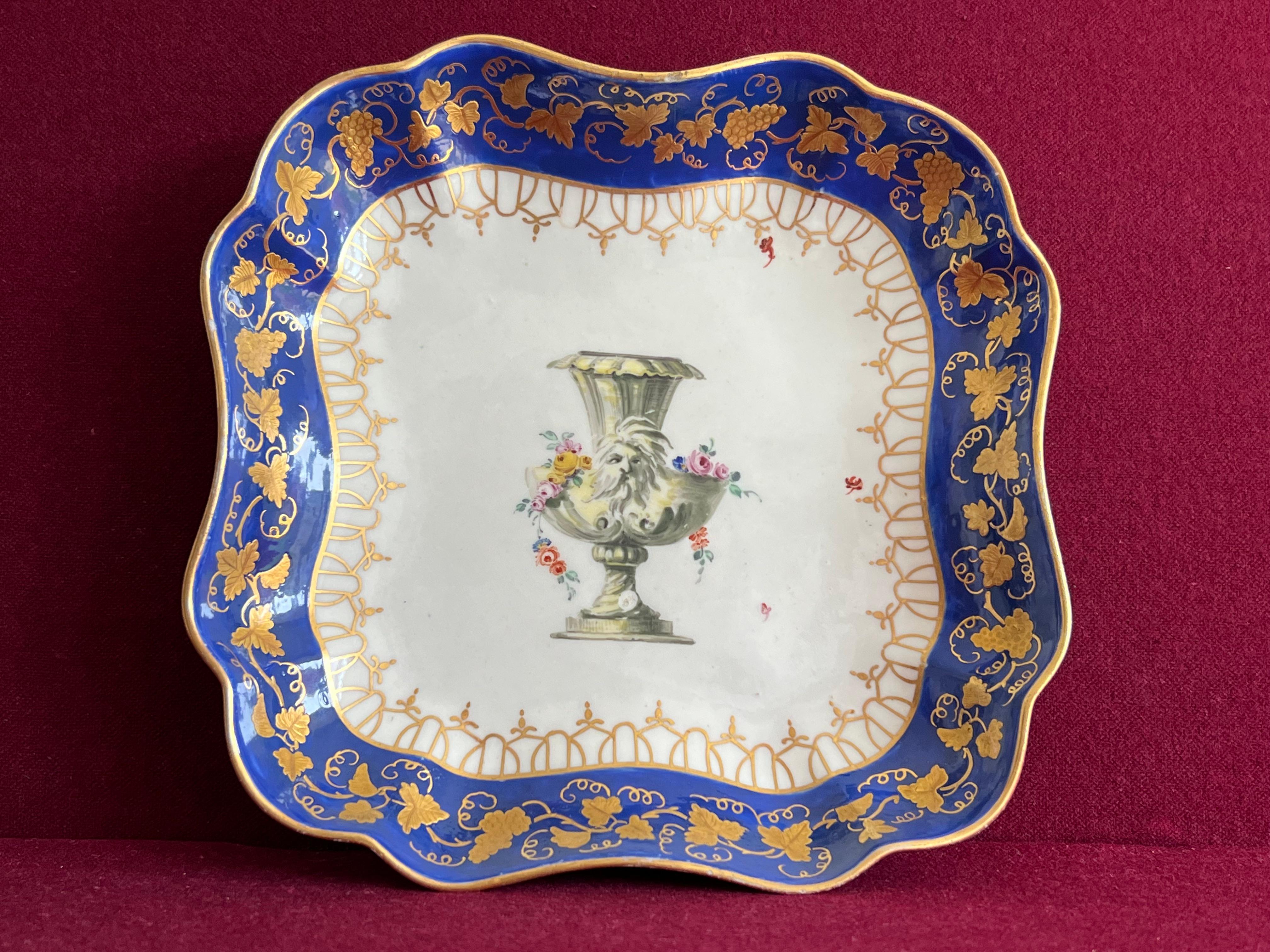 Hand-Painted Worcester Porcelain James Giles Studio Decorated Dish, C.1770